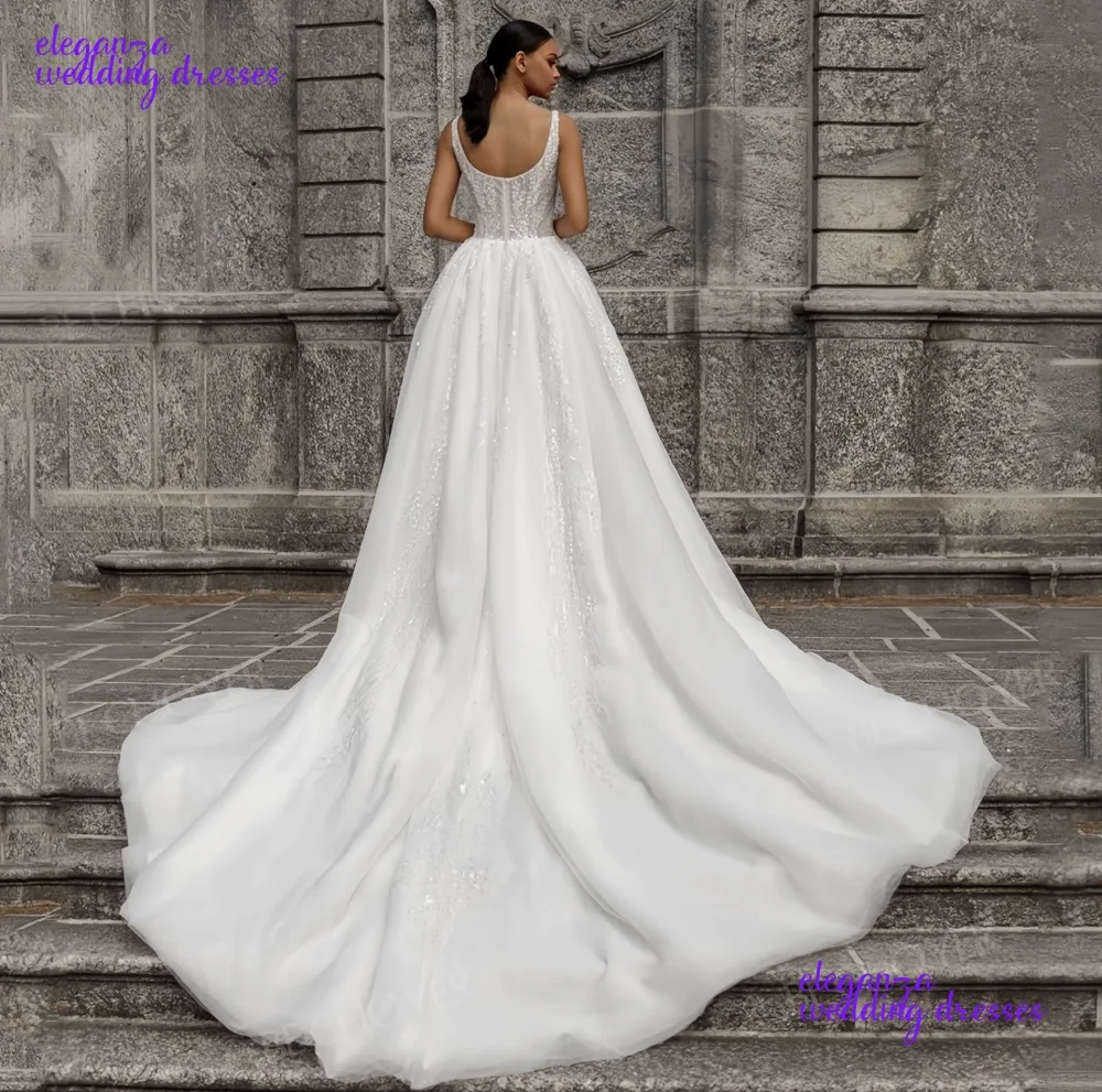 Блестящее свадебное платье трапециевидной формы без рукавов по индивидуальному заказу, шикарное платье невесты с бисером, платье принцессы больших размеров, Vestidos De Novia2025