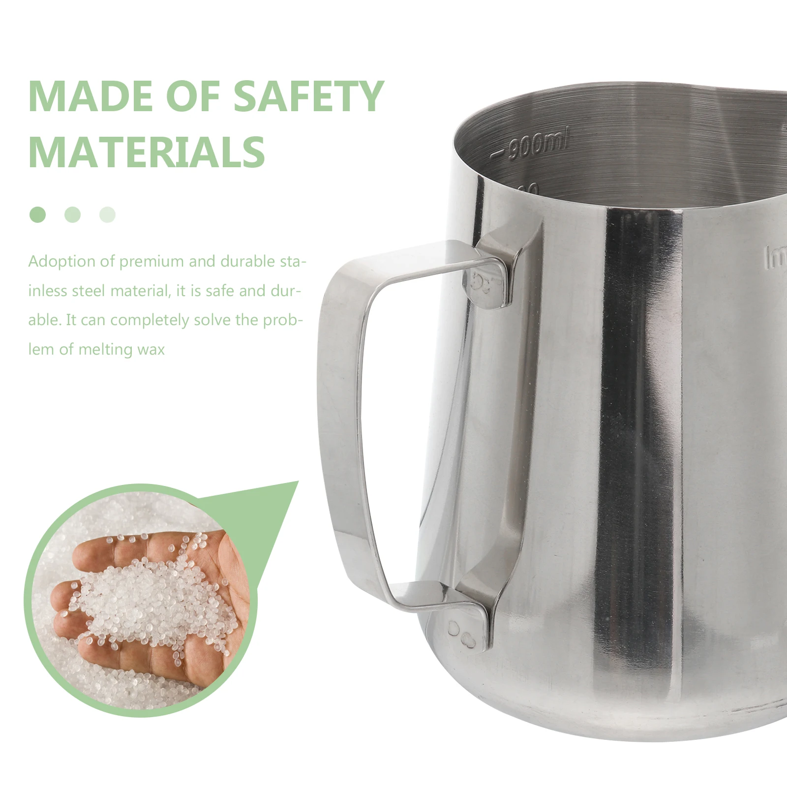 

1 set Stainless Steel Measuring Cup 900ml 304 Material Scale Coffee Milk Frothing Spoon Large Capacity Wax Melting Tool