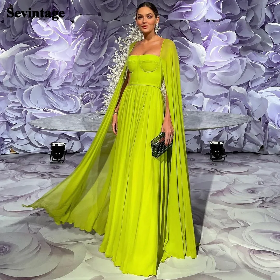 Customized A Line Mint Green Chiffon Formal Prom Gowns Women Long Cap Sleeves Evening Party Dresses Buttons Back Event Dress