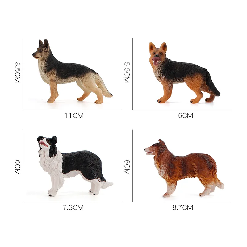 نماذج حيوانات أليفة واقعية للأطفال كلب الراعي الألماني كولي نماذج خشنة أطفال ألعاب أطفال هدايا الحلي المنزلية