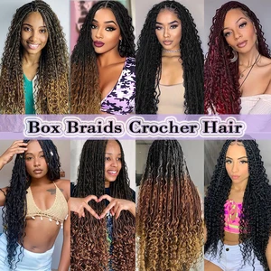 Jayfans 1-8 Pacotes Ombre Bohemian Box Tranças Crochet Cabelo Com Extremidades Encaracoladas 14 18 24 Inch Pre Looped Goddess Tranças Extensões de Cabelo 8 principais vendas cabelo 14 inches cacheado - №6