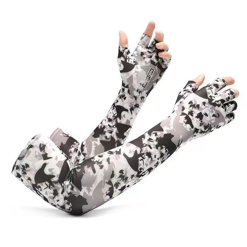 Unisex Anti Slip Design Arm Sleeves Cover Summer Cooling Sunscreen Sports UV Sun Protection Men Cycling Fishing Arm Sleeves