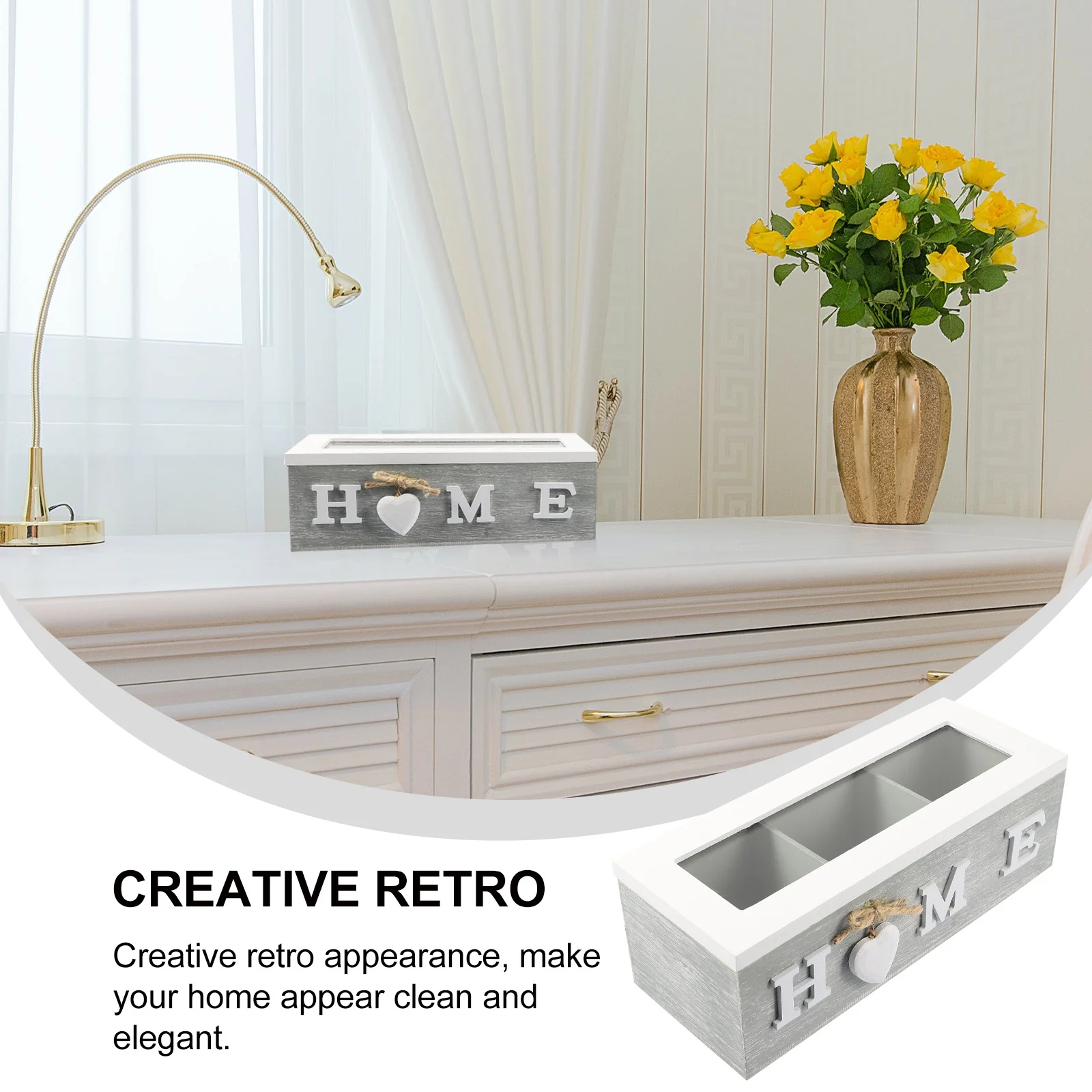 

Wooden Storage Box Tea Jewelry Organizer Home Practical Container Cosmetics Case Sundries Holder Durable Space-Saving Organizer