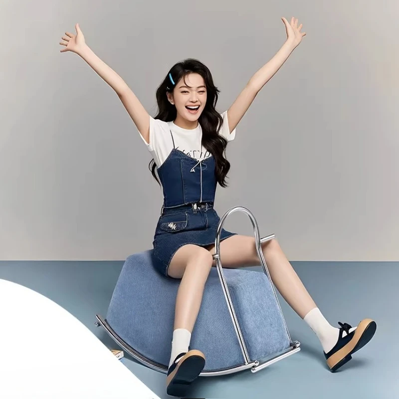 

Small rocking chair designer child seat cartoon seat creative stool living room ornament