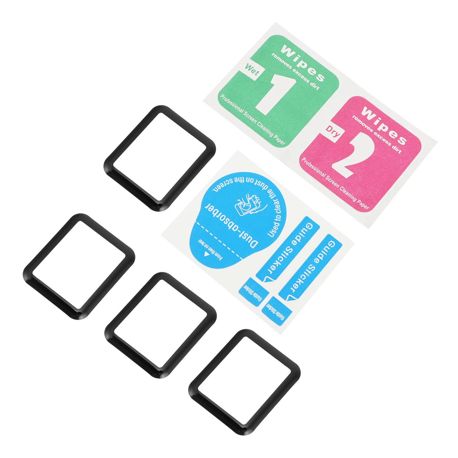

4 Pcs 3D Tempered Glass Screen Protector Curved Watch Protective Film Black Edge Anti Scratch Waterproof Cover Smartwatch