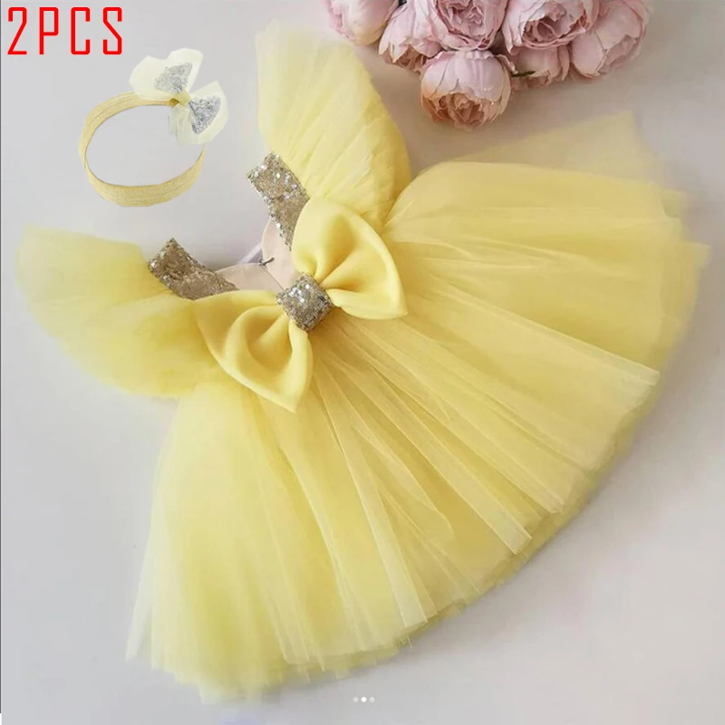 Baby Ruffles Princess Dress For Girl Wedding Elegant Party Dress Children 1 Year Birthday Pageant First Communion Formal Dresses