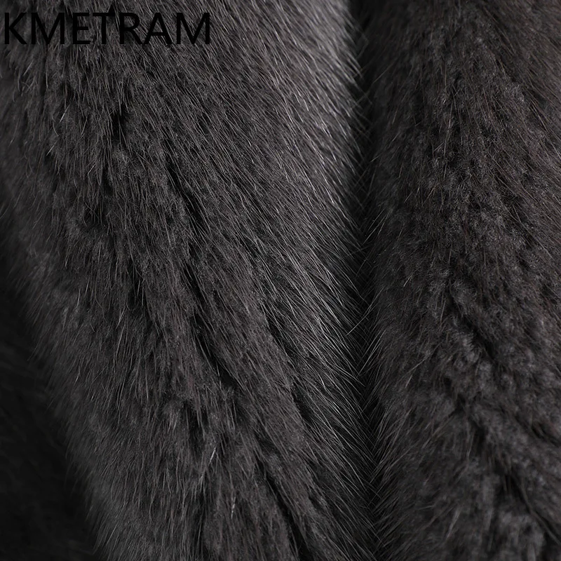 سترة نسائية من فرو المنك بالكامل من KMETRAM 100% بياقة واقفة متوسطة الطول معطف فرو منك حقيقي ملابس شتوية للنساء 2026 schuba femenarska