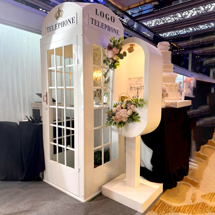 White phone booth wedding decoration handmade iron handicrafts hotel shopping mall decoration