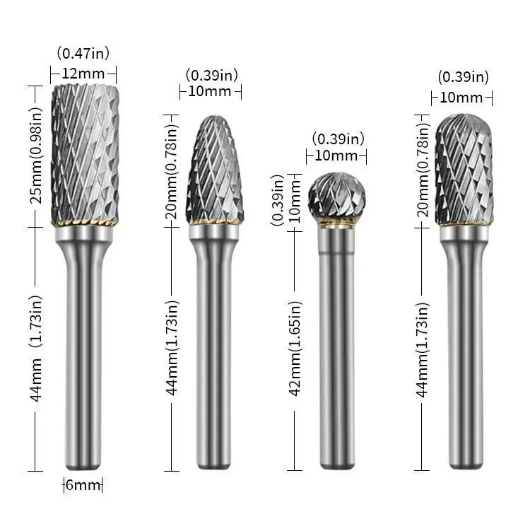 Imagem -03 - Duplo Corte Carbide Rotary Burrs Bit Grupo Gravura Cnc mm Shank Carboneto de Tungstênio Burr Bits Xxw Pcs