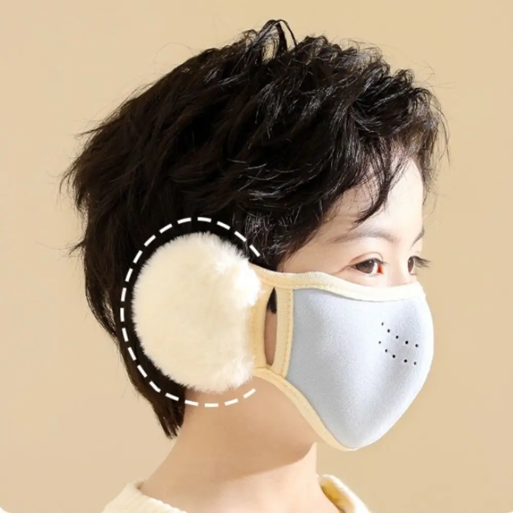 New Soft Fluffy Kid Winter Ear Muff Warm 3D Stereoscopic Coldproof Mask Breathable Windproof Fleece Mouth Cover Winter Autumn