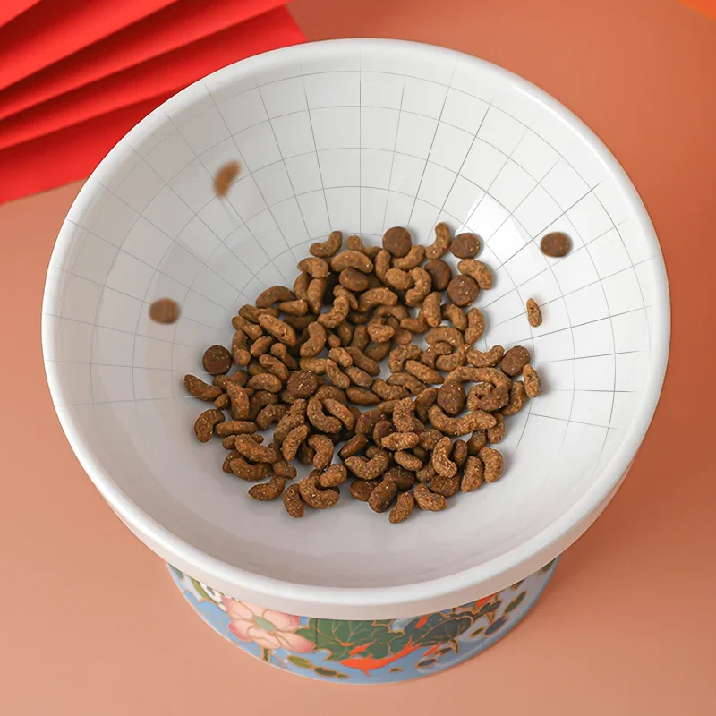 Chinese Style Cat Bowl Ceramic Pet Food Water Feeders Elevated Cats Drinking Eating Supplies Small Dogs Feeding Products