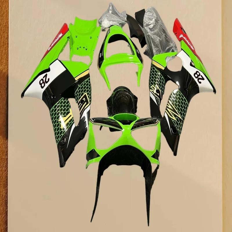 

Новый комплект обтекателей для мотоцикла из АБС-пластика, подходит для Ninja ZX6R 636 ZX-6R 2003 2004 03 04, полный обтекатель кузова, зеленый, черный