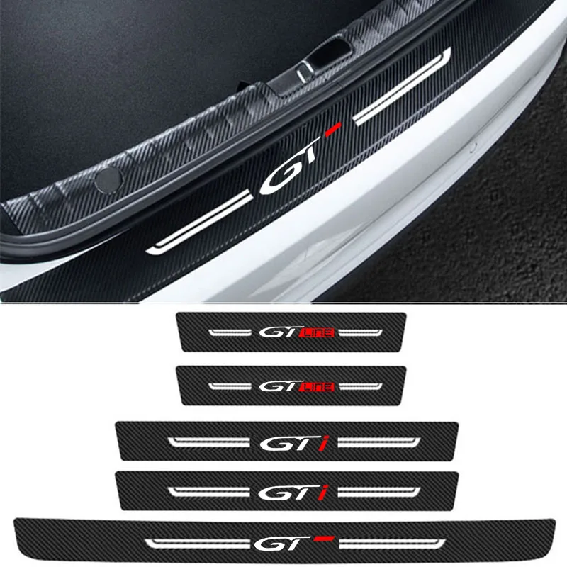 Pegatinas de cinta antiarañazos para coche, calcomanías de umbral de puerta para Peugeot, KIA, GTLine, GT GTi, 301, 2008, 307, 107, 207, 3008, 308,