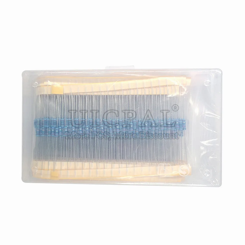 High Quality New 600pcs Metal Film Resistors Kit 1/4W 1% 10Ω-1MΩ 22Ω 47Ω 100Ω 1KΩ 20KΩ 100KΩ 220KΩ 30 Kinds Resistors with Box