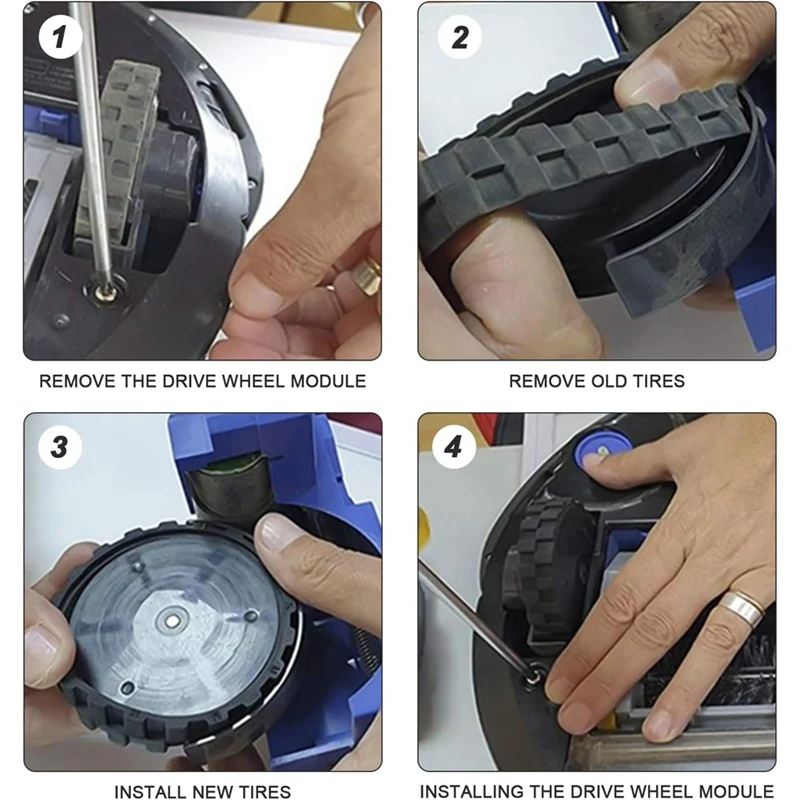 Tire Skin For IROBOT ROOMBA Wheels Series 500, 600, 700, 800 And 900 Anti-Slip, Great Adhesion And Easy Assembly