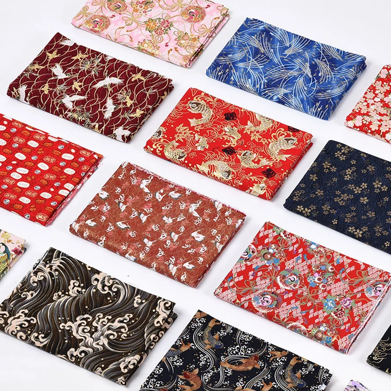 Japanese Style Cotton Fabric Flower Butterfly Fish Cherry Blossoms for Sewing Clothes Bags by half Meter