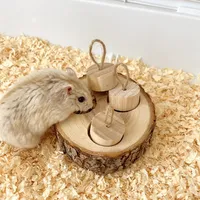 Wooden Small Pet Chew Toys - Circular Foraging Toys for Parrots, Hamsters & Rabbits, Educational Pet Supplies