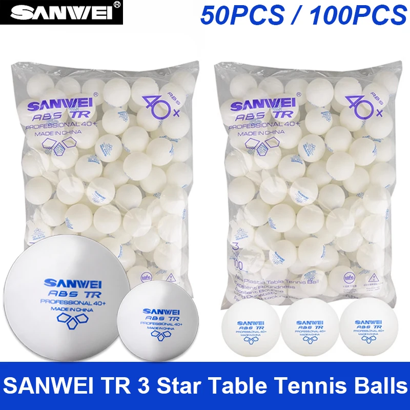 SANWEI TR 3 Ster Tafeltennisballen 40 + ABS Nieuw Materiaal Pingpongballen met Naad Professionele Pingpongbal Clubtraining