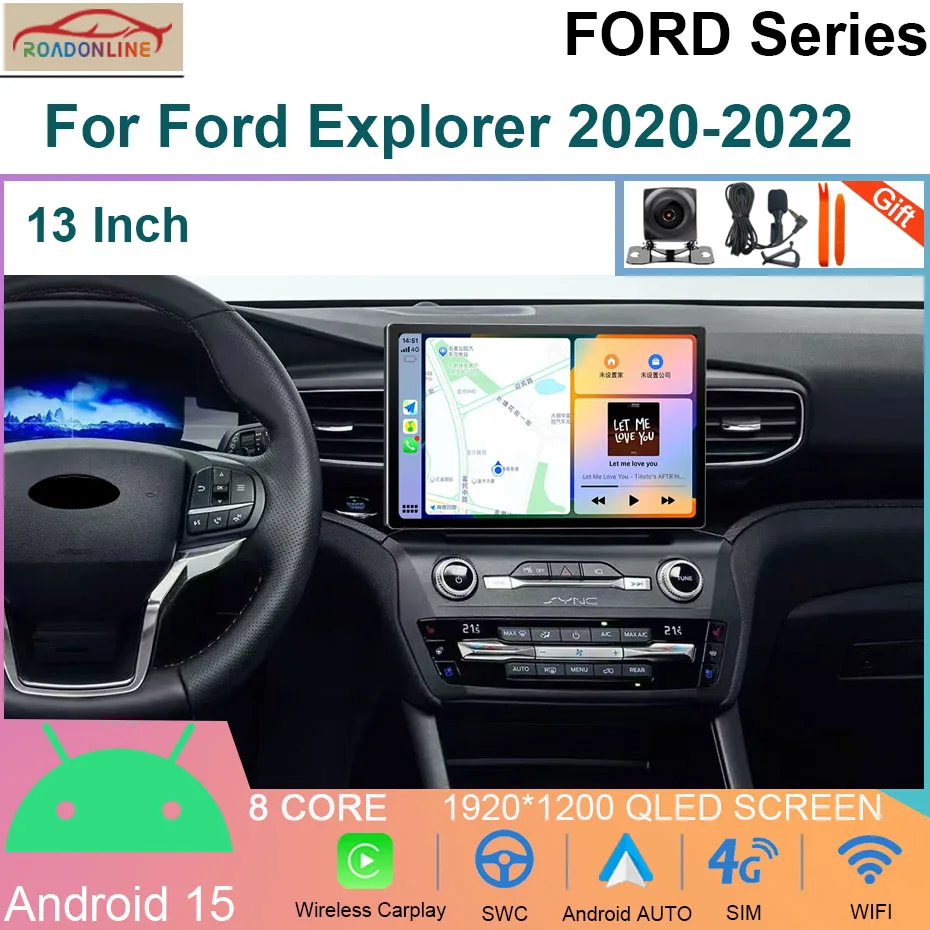 

Android15 Car Radio 13 INCH For Ford Explorer 2020-2022 Car Multimedia Video Player GPS Navigation CarPlay WIFI 4G