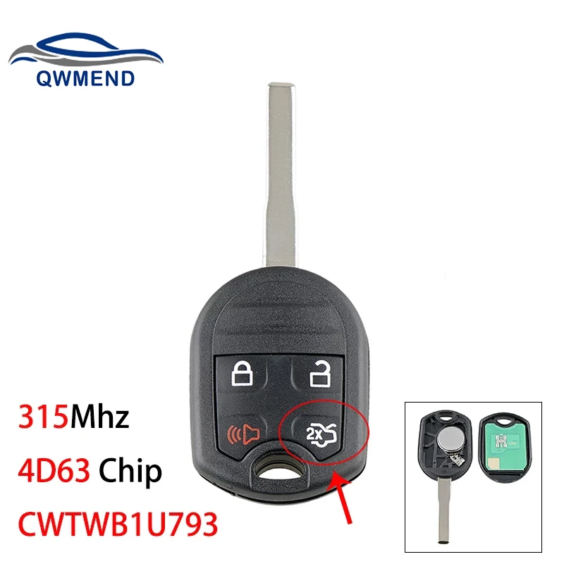 

QWMEND 4BUT CWTWB1U793 Car Remote Key For Ford Escape Fiesta Focus Transit Connect C-Max 2014 2015 4D63 Chip 315MHz