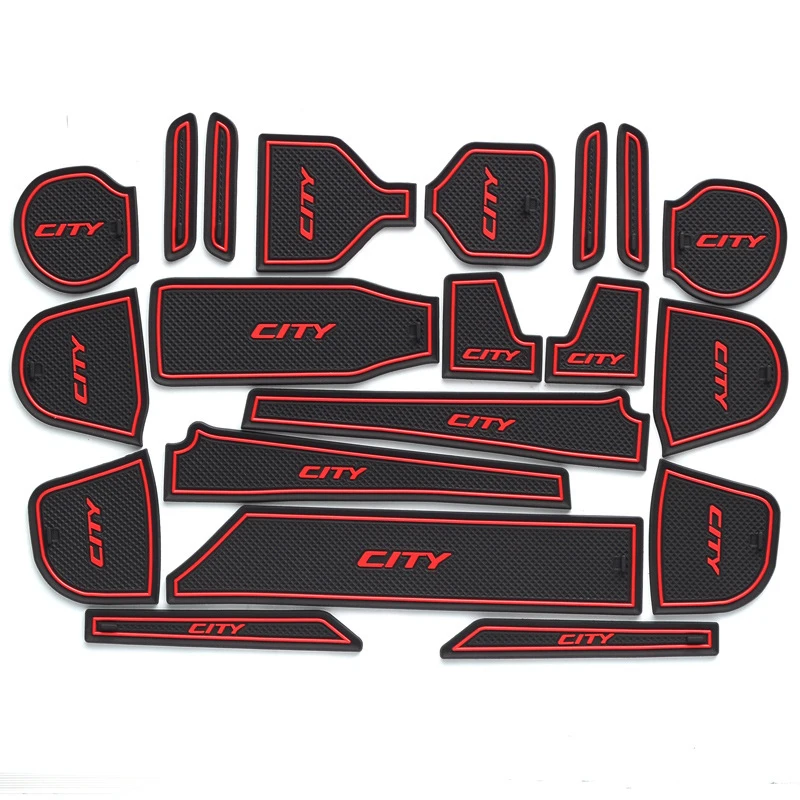 20 Pcs Car rubber anti-slip mat coaster Door Slot Mat Set For Honda CITY 2015 2016 2017 2018 accessories