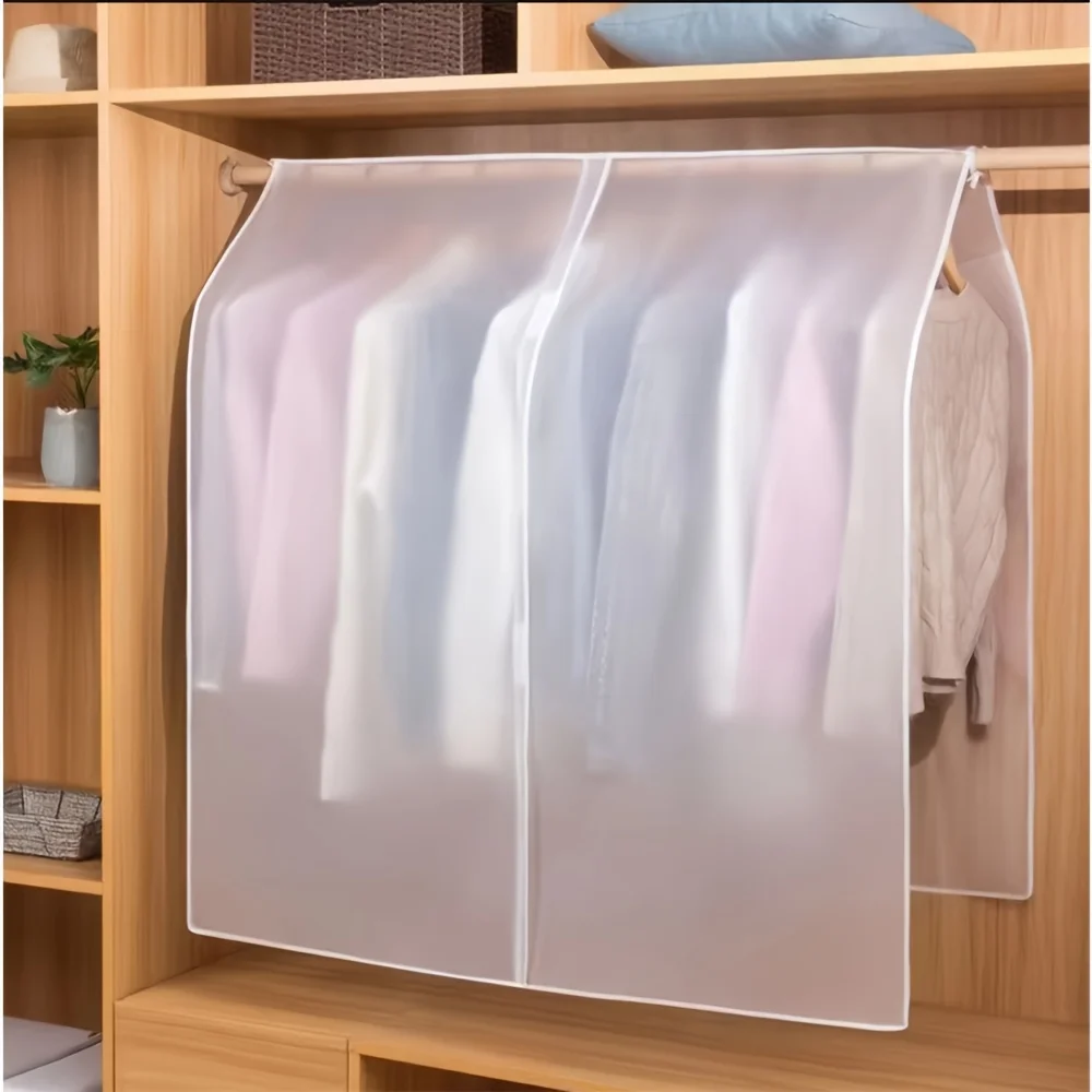 4pcs Clothes Dust Cover Translucent Dress Clothes Garment Dust Cover Hanging Organizer Waterproof Dustproof Clothes Storage