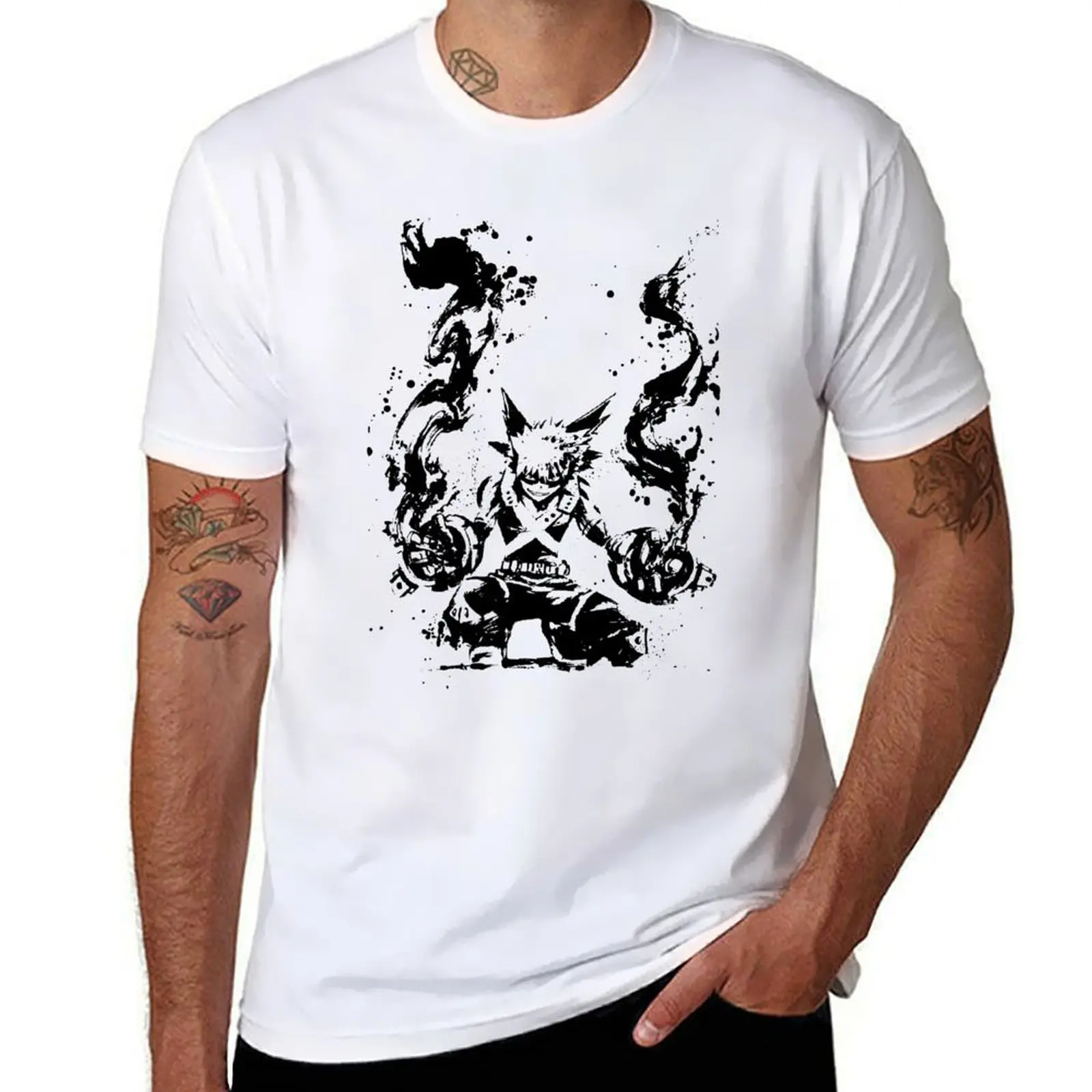 

Bakugo Katsuki Ink Splatter T-Shirt anime t shirts oversize t shirt man luxury t shirts for man graphic vintage T-Shirt