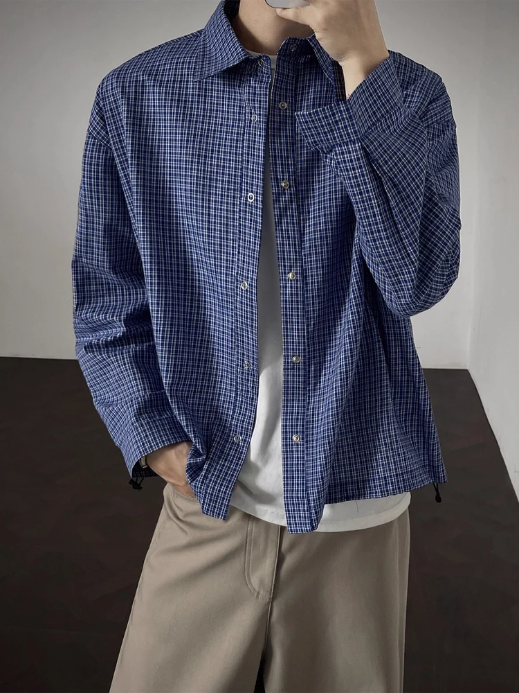 

Мужское осеннее пальто в клетку Royal Blue Plaid Long Sve irt High nce Sensation, дышащее пальто свободного кроя...