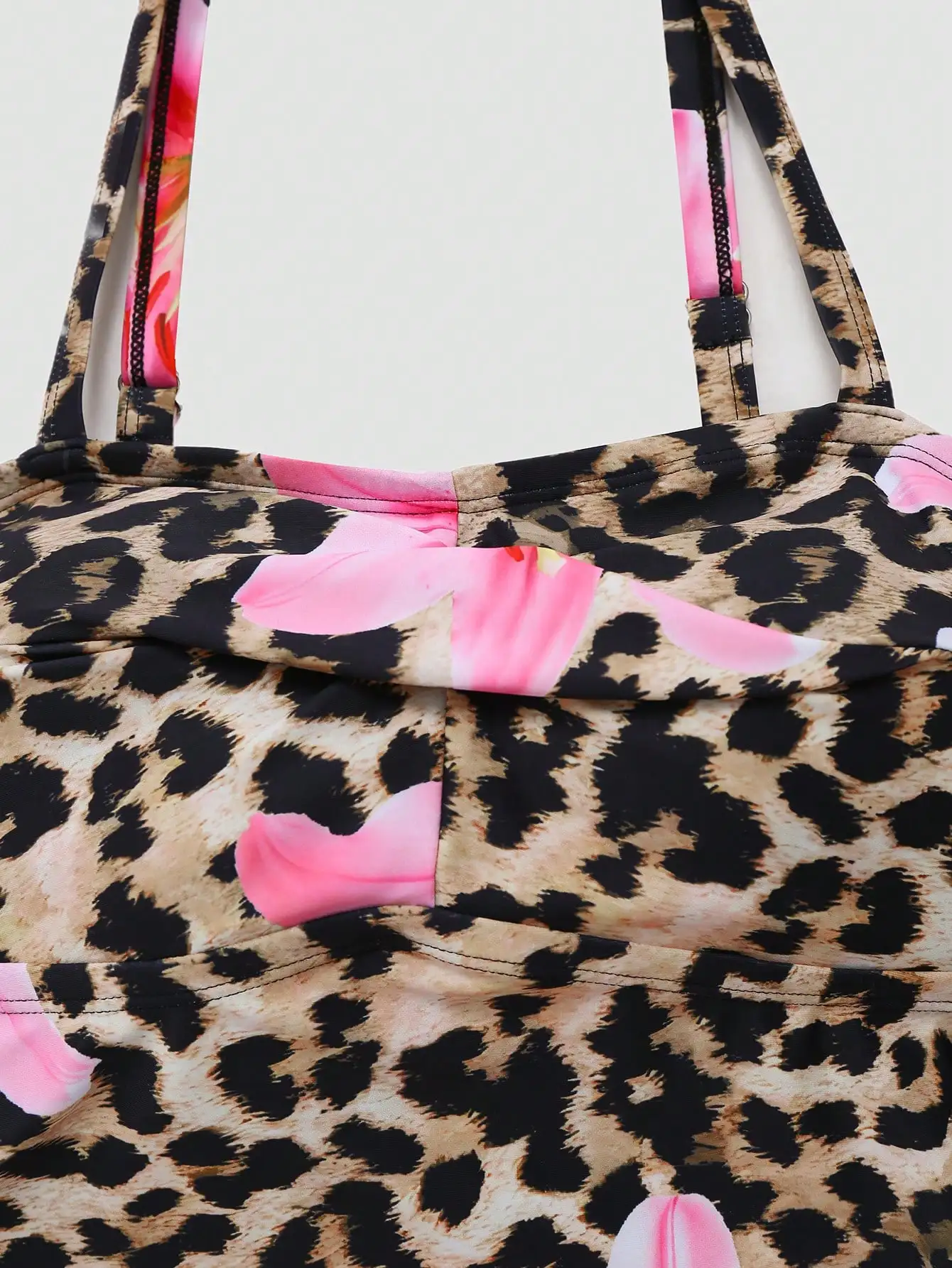 

Leopard Print Floral One-Piece Swimsuit With Wrap Cover-Up Skirt