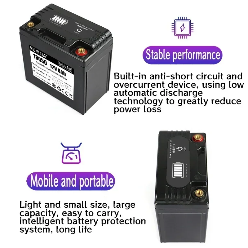 NEW 12V 6000mAh 18650 Lithium Battery Pack Suitable for Sprayer Equipment Backup Power Surveillance Camera Solar Rechargeable