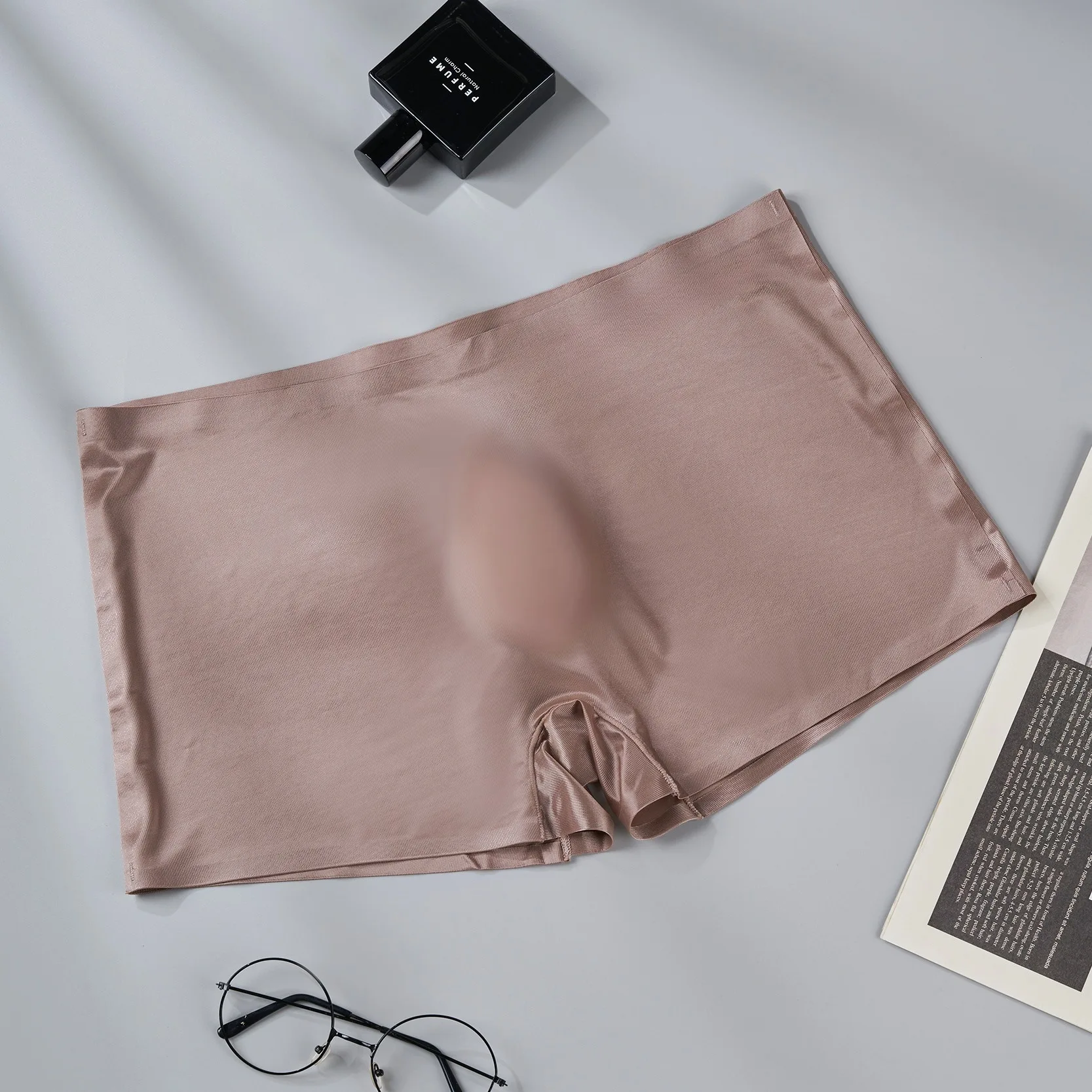 الحرير الجليد مثير الرجال سراويل داخلية سلس رقيقة جدا تنفس سراويل بوكسر بلون التجفيف السريع ثلاثية الأبعاد الحقيبة السروال #4