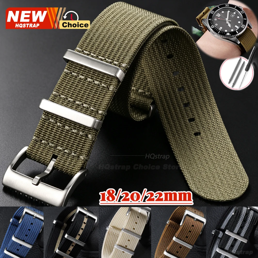 Neues Hochwertiges Nylon-Uhrenarmband 18mm 20mm 22mm Damen Herren Uhrenband Einteiliges Gewebtes Uhrenarmband für Omega für Seiko Armband