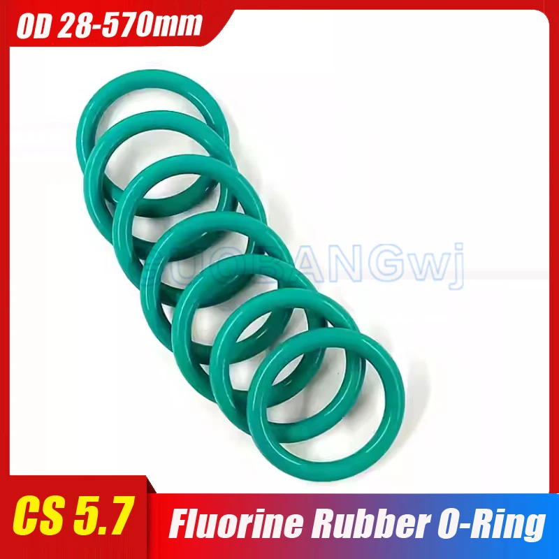 

FKM Green Fluorine Rubber O-Ring CS 5.7mm OD28-570mm Thickness O-Rings Sealing Gasket Oil Resistant Acid & Alkali Resistant 1P
