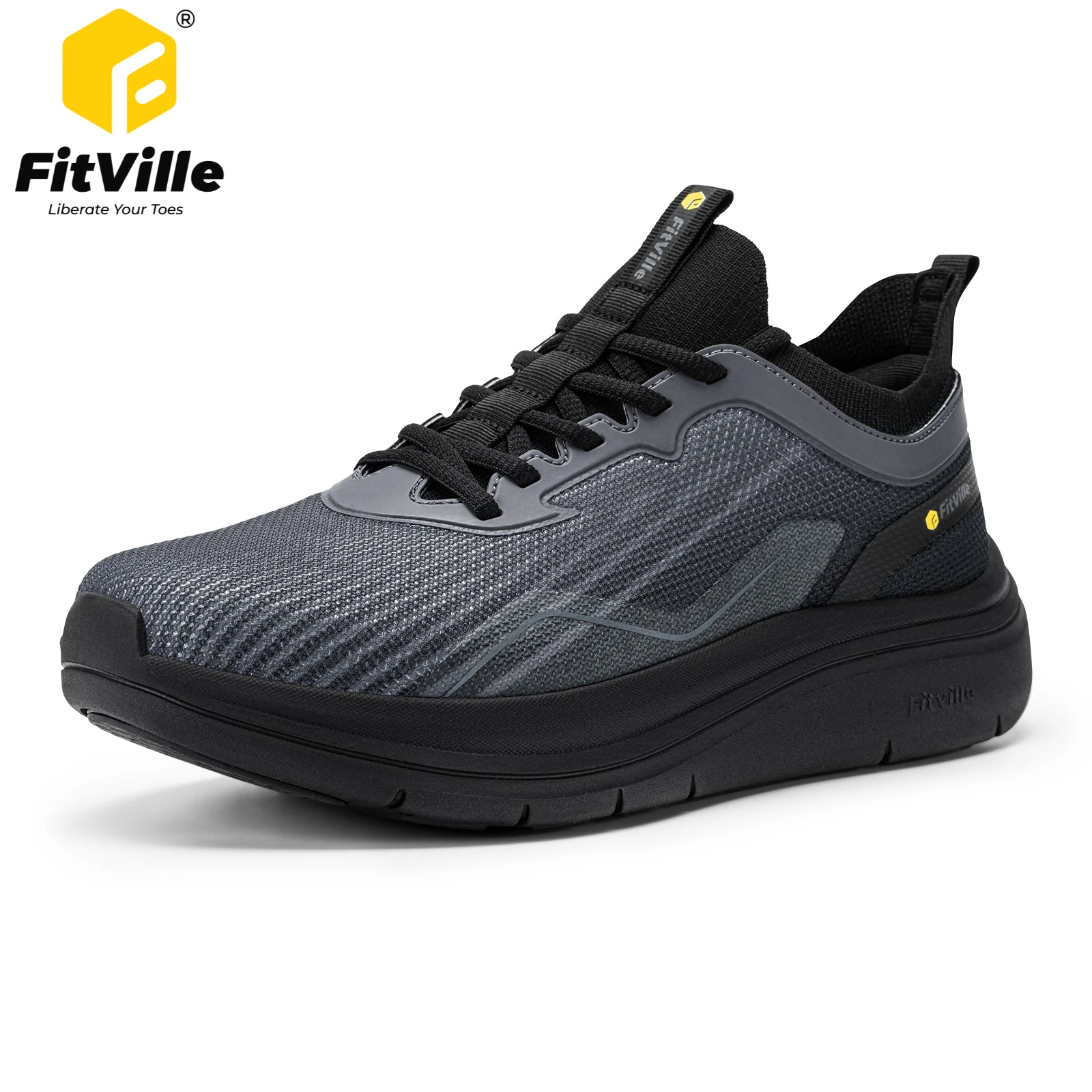 FitVille Extra Wide Toe Men's Walking Shoes Water-repellent Casual Sneakers Sports Shoes for Men Non-slip Relief Foot Pain