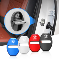 4PCS Car Door Lock Cover Stainless Steel Protection Accessories For Skoda Fabia Superb Yeti Octavia Enyaq Rapid Kodiaq Kamiq Vrs