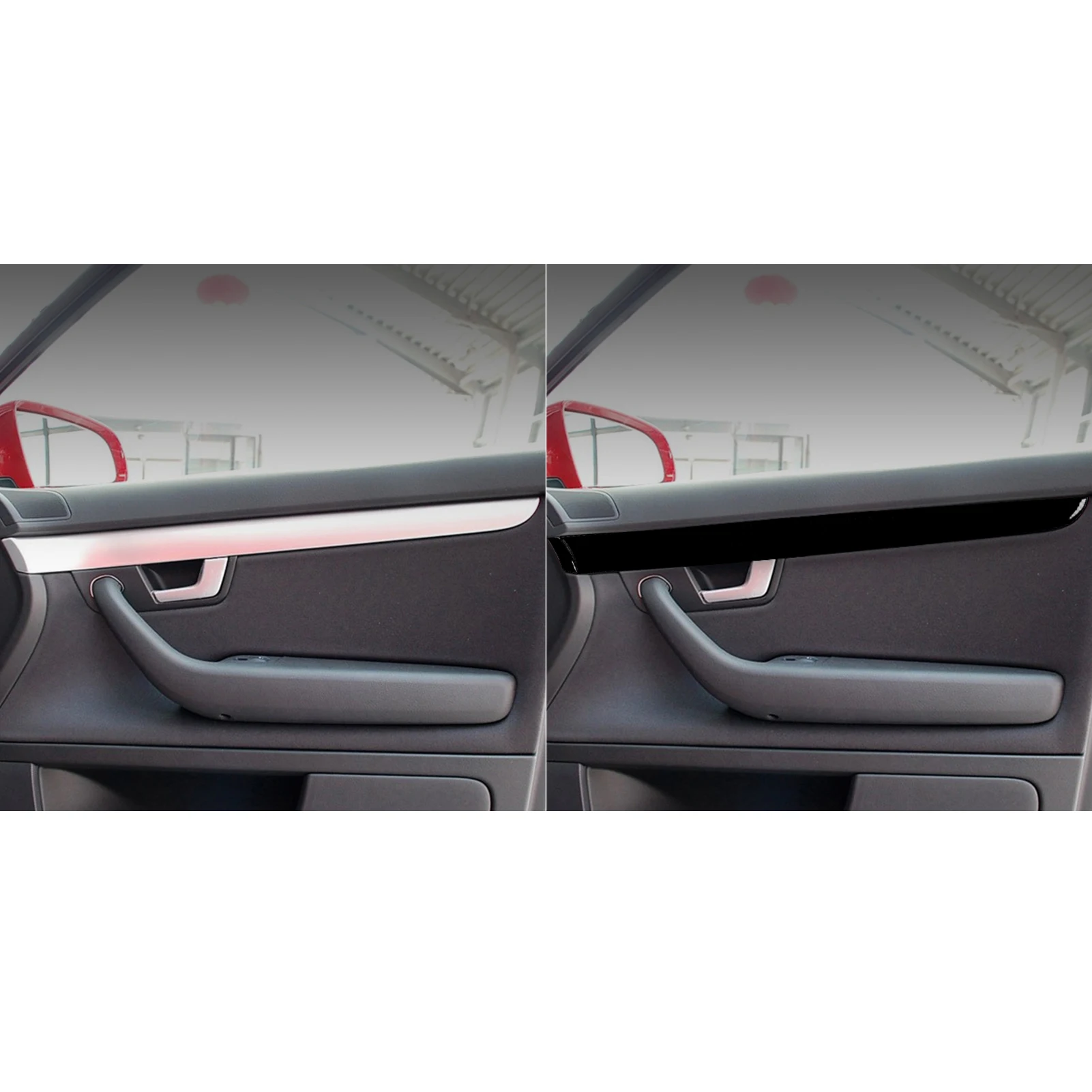 For Audi A4 S4 B7 2005-2008 Piano Black Center Console Gear Shift Door Panel Trim Strips Car Interior Decoration Sticker