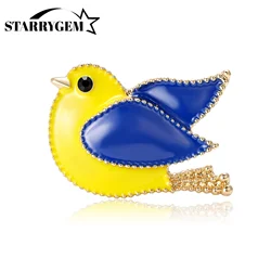 Unique Style Enamel Peace Dove Brooches for Women Unisex Ukraine Blue Yellow Bird Pins Office Party Friend Gifts Accessories