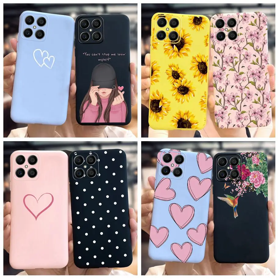 For Honor X8 2022 Case Cute Love Heart Couple Phone Case For Huawei Honor X8 X 8 8X HonorX8 4G Fundas For Honor8X Protect Bumper