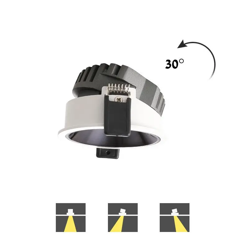 Ultra thin adjustable high CRI deep anti glare LED downlight narrow embedded 5W 7W 10W 12W 15W AC85-265V ceiling lamp