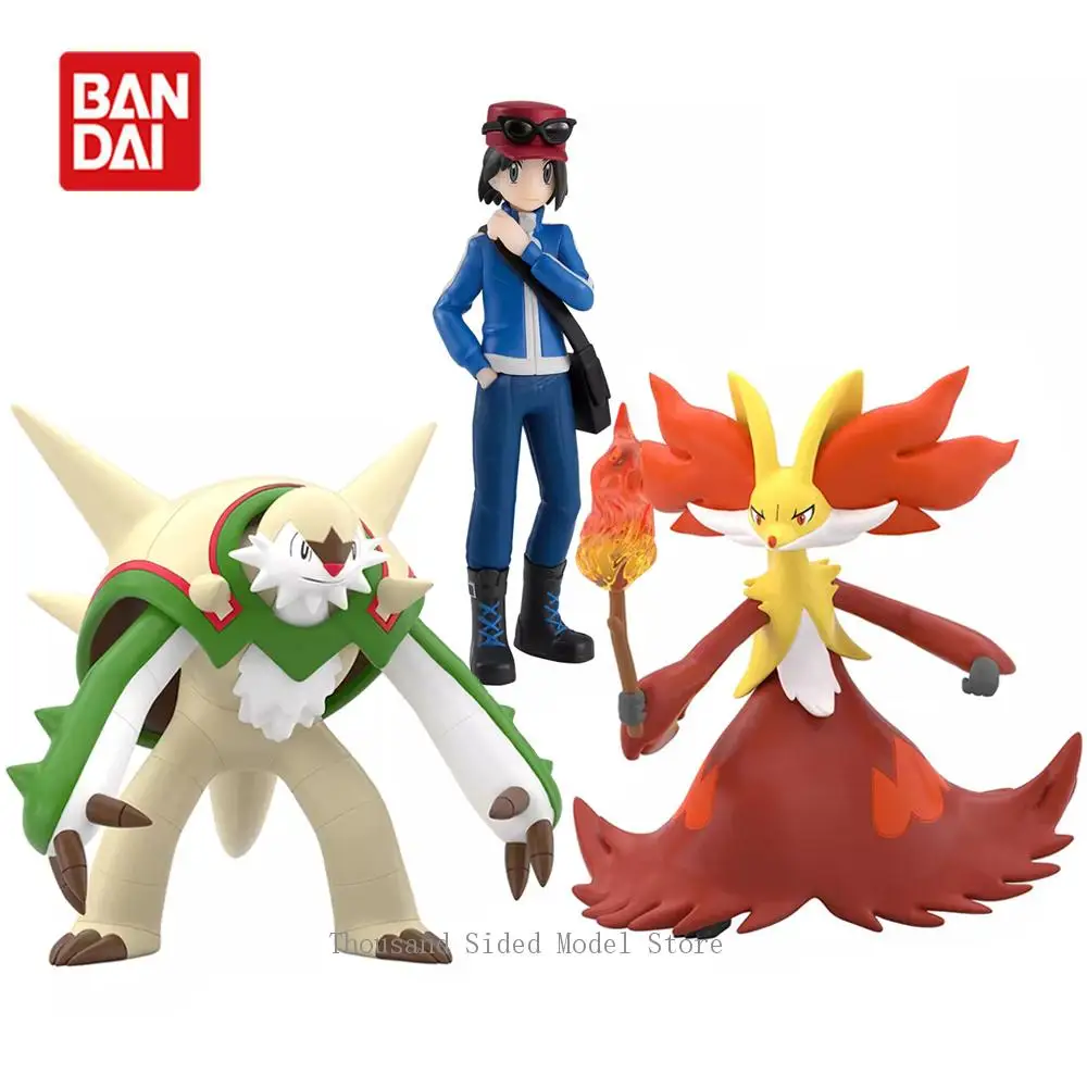 

Оригинальный Bandai Pokemon Scale World Calem Delphox Chesnaught 1/20 Shokugan, аниме-фигурка, модель, коллекционные игрушки, 7,5 см