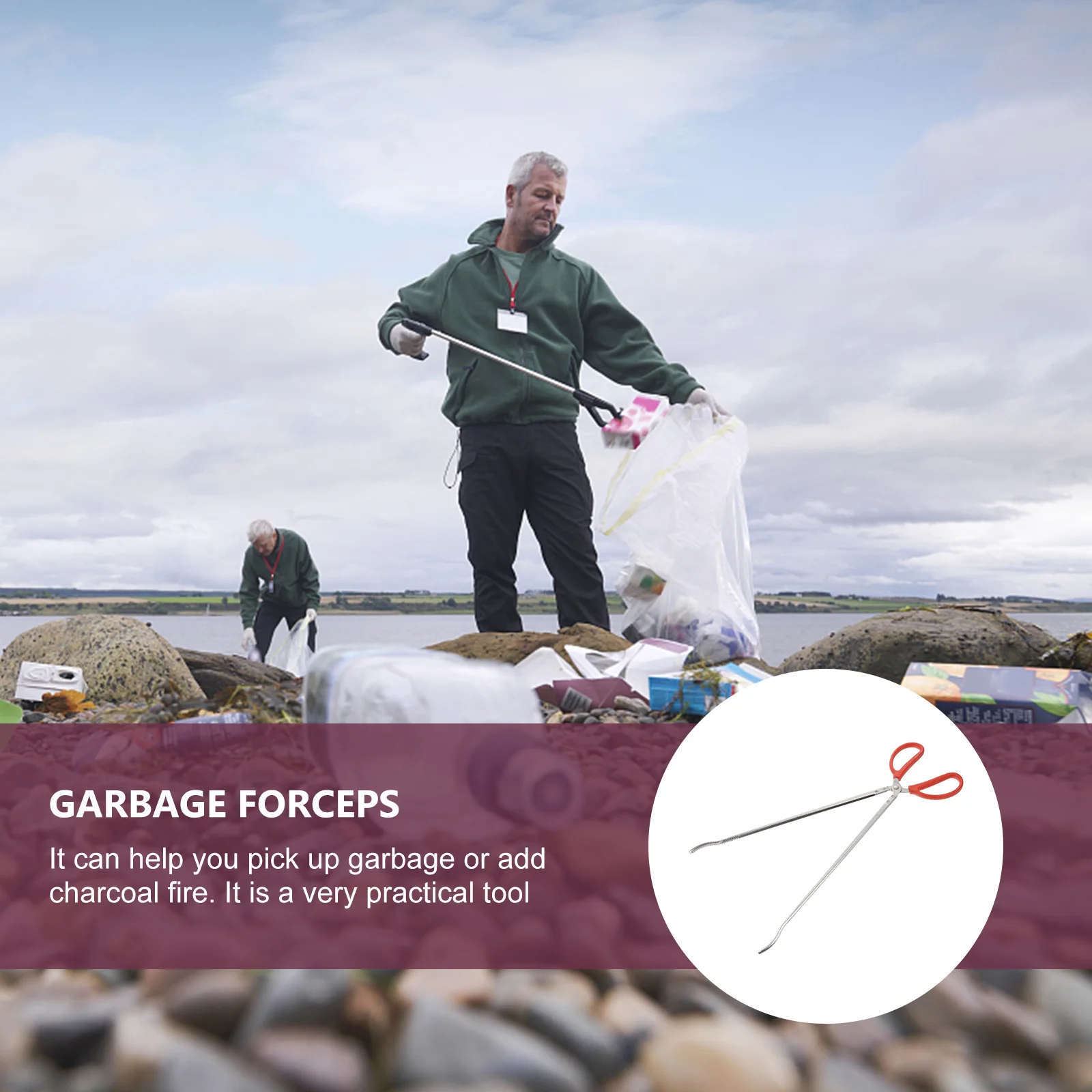 

1Pcs Stainless Steel Garbage Clamp Practical Home Waste Picker Outdoor Fireproof Garbage Tongs Bbq Coal Clamps Grilling Supplies