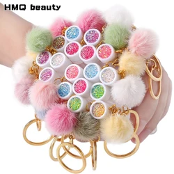 20/10/5Pcs Eyelash Brush Tube With Gold Keychain & Fluffy Fur Pom Pom Ball Lash Extension Makeup Brush Eyebrow Comb Beauty Tools