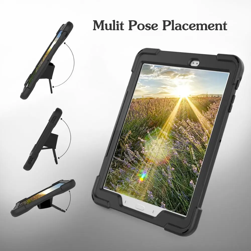 

Armor Coque For Samsung Galaxy Tab S2 9.7 SM-T810 T815 Hand Strap 360 Rotation Stand Case Cover for Samsung T810 T815 Case 9.7''