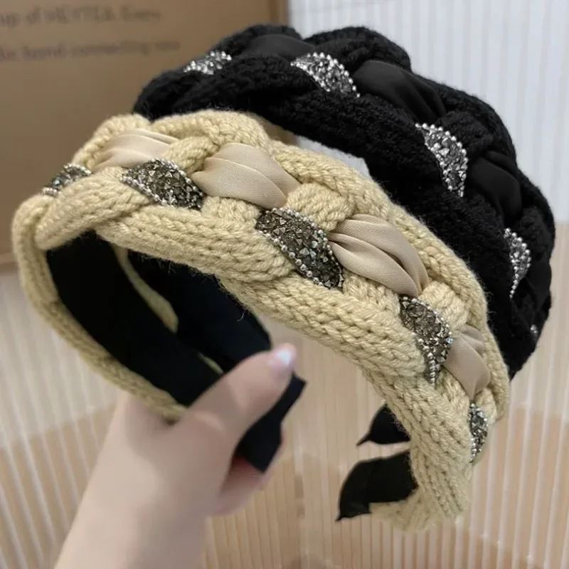 

Headband Winter Rhinestone Twist Accessories Woven Ободки На Голову Модные Diademas Para El Pelo Mujer 머리띠 Hair Band