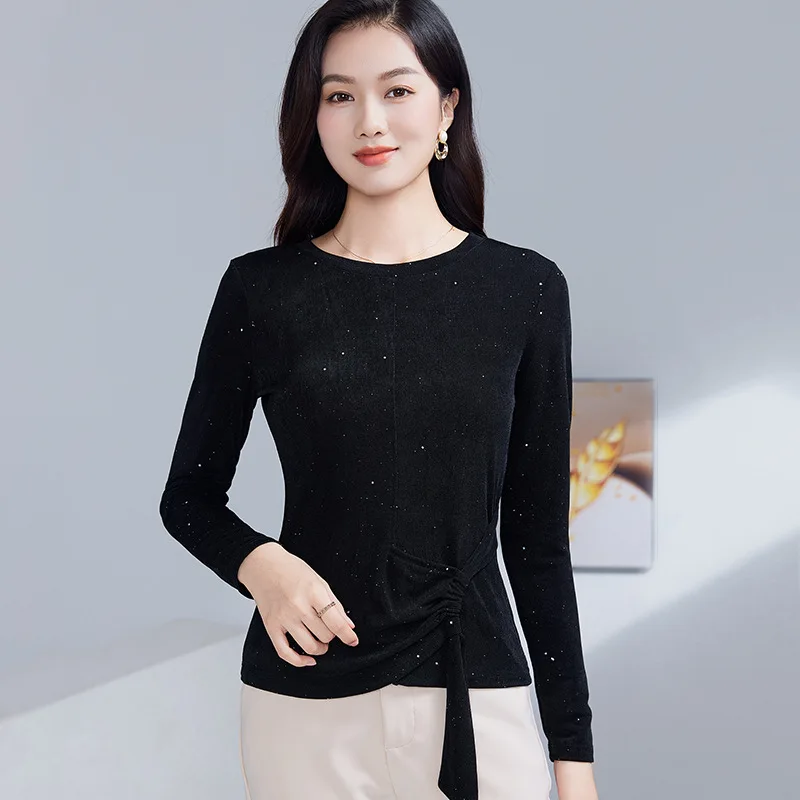 Herbst/Winter Schlankheits-Top für lateinamerikanischen und Gesellschaftstanz, elegante, langärmlige, taillierte Bluse, vielseitiges Stretch-Top für Damen