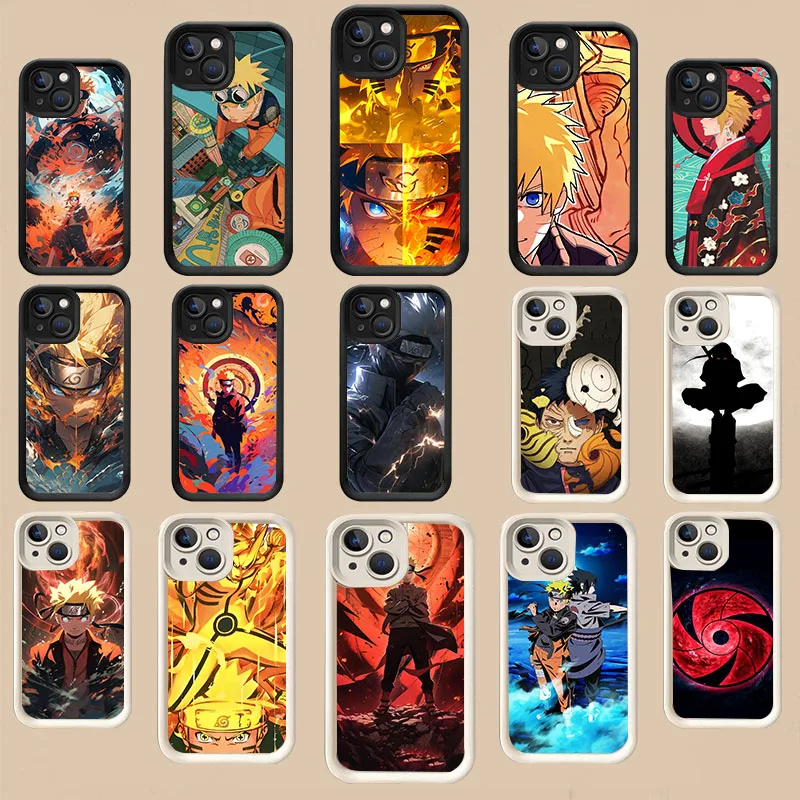 WBA-28  Anime N-Naruto Black Stepped TPU Case For Samsung A21S 24 25 33 34 35 51 53 55 73 S23 24 Plus Ultra