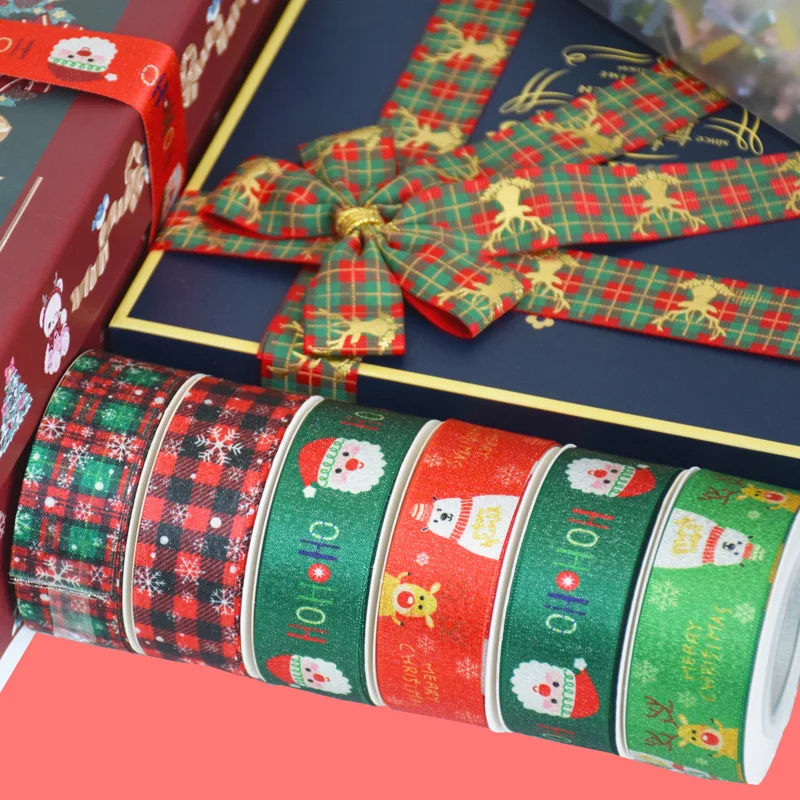 10 yards 25 mm Christmas Ribbon Christmas Decoration Gift Packing Christmas Polyester Ribbon ribbons for crafts grosgrain ribbon