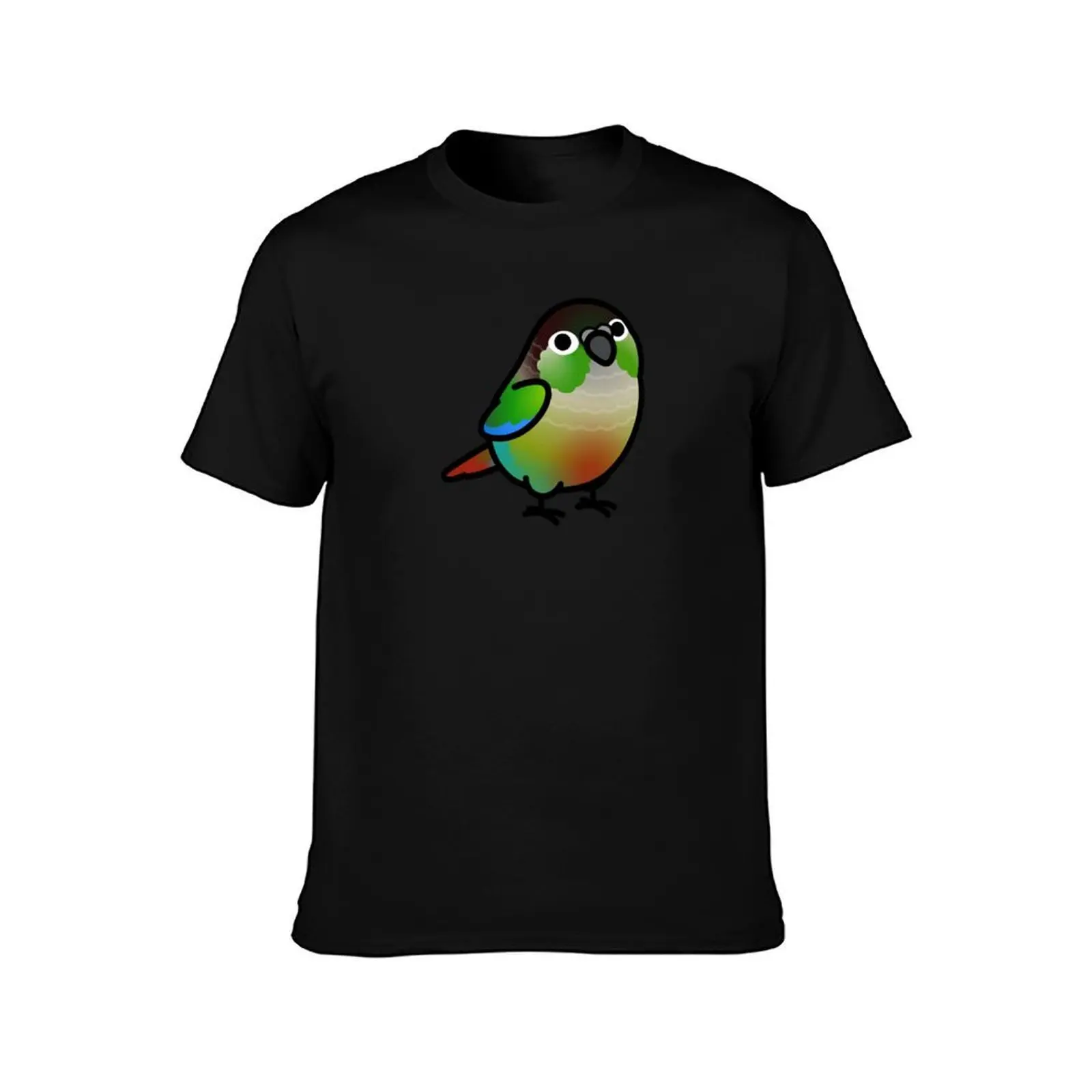Chubby Green Cheek Conure T-Shirt, Summer Casual Cotton Tee, Oversized Streetwear Tops, Vintage Graphic Print, Unisex Men Women