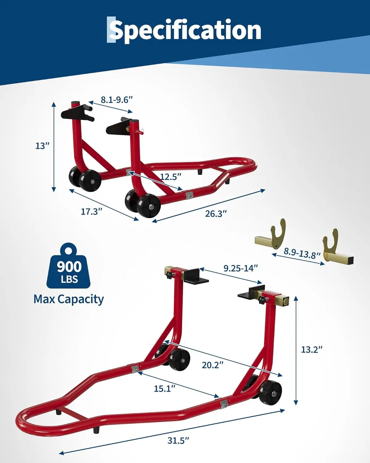 Motorcycle Wheel Lift Stand - U/L-Shaped Adjustable Swingarm Spool, Professional Stand for Motorcycle Maintenance & Repairs
