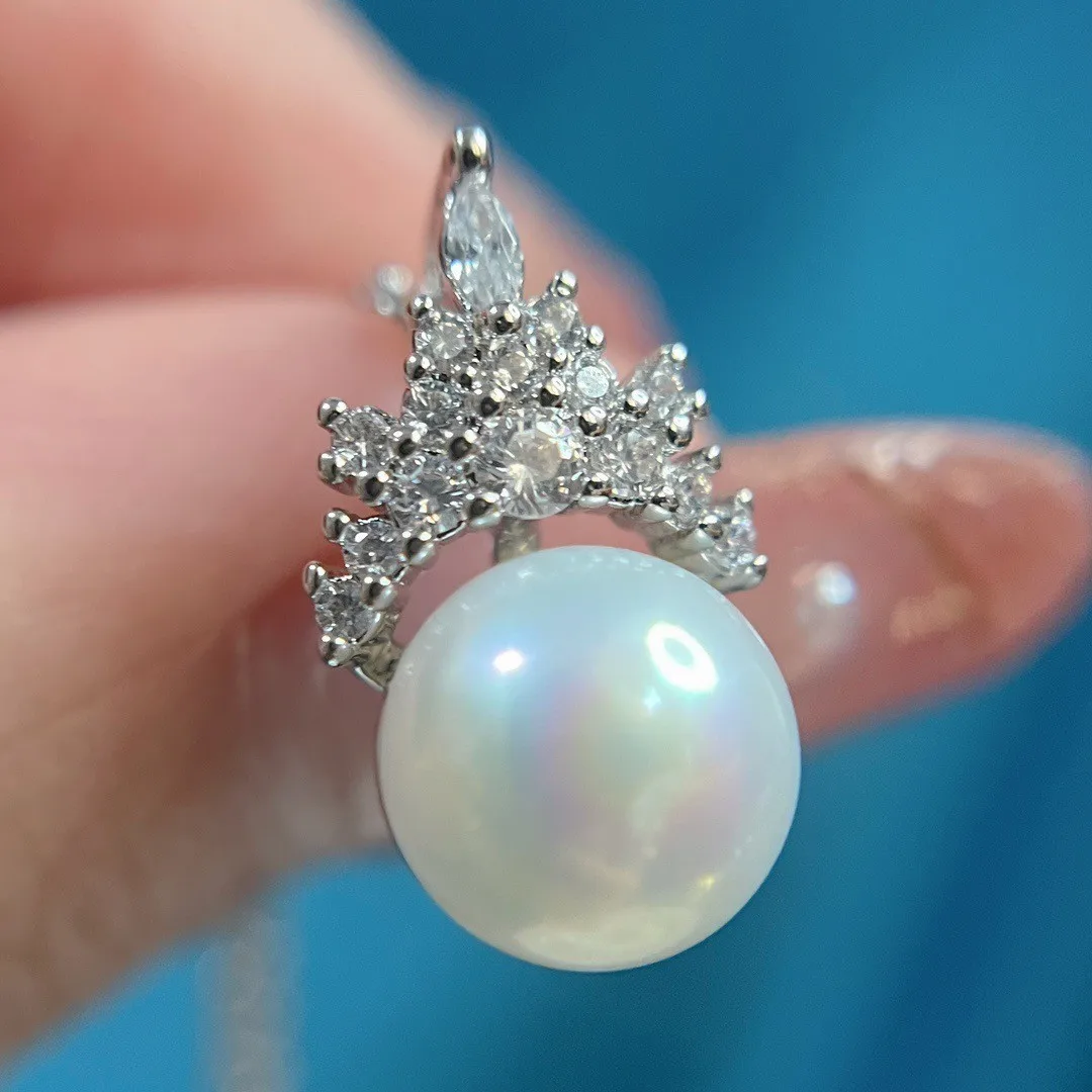 New Fashion Pearl Jewelry Set Natural Freshwater Pearl Necklace Earrings Ring 925 Sterling Silver Crown Design Jewelry For Women